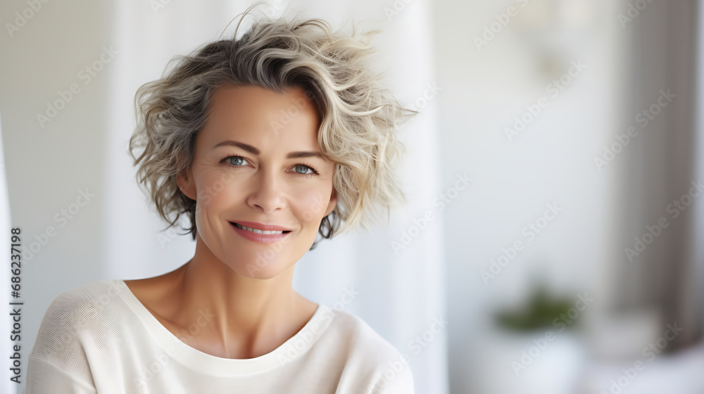 Portrait of a beautiful middle-aged woman smiling at the camera Portrait of a beautiful middle-aged woman smiling at the camera