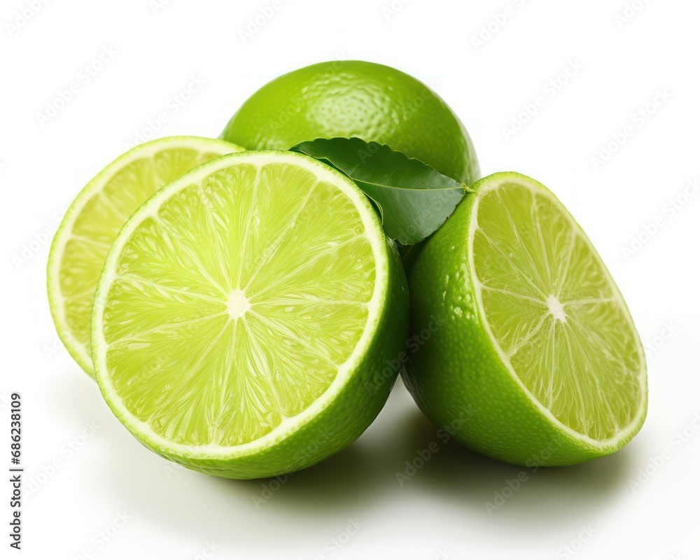 Citrus Lime Fruit Segment Isolated on White Background Cutout