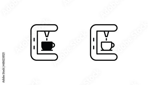 Coffee Maker icon design with white background stock illustration