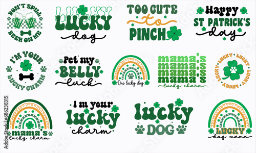 Retro St Patrick's Day Dog Bandana's SVG Design, St Paddy's Day Dog Shirt, dog clothes