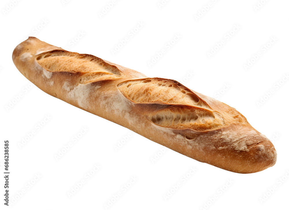 Baguette bread on transparent background. Generative AI. Baguette bread on transparent background. Generative AI.