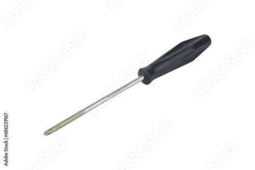 screwdriver, old rubber-handled screwdriver, isolate	