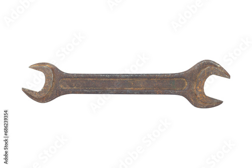 spanner, rusty spanner isolated from background