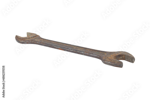 spanner, rusty spanner isolated from  background