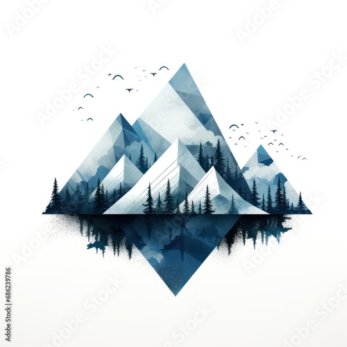 Geometric Shapes Forming Modern Mountain Silhouette Design