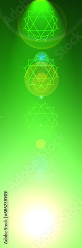 Background of the heart chakra, a sign of a spiritual energy center in the human body     