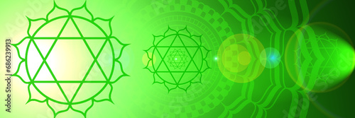 Background of the heart chakra, a sign of a spiritual energy center in the human body     