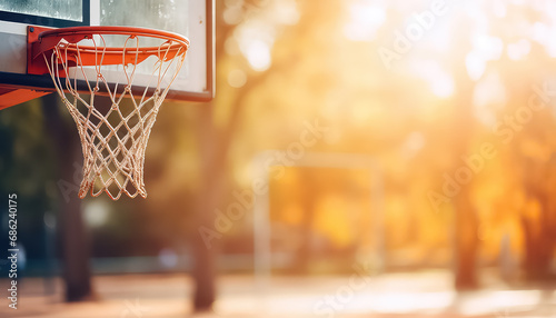 Basketball hoop at sunset photo