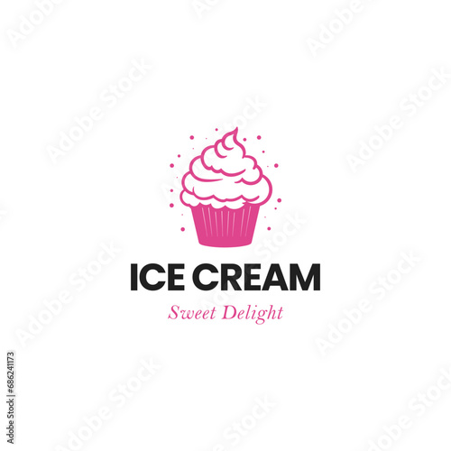 Ice cream logo. Simple cartoon illustration of three ice cream cone. Ice cream logo icon vector. Ice cream logo template