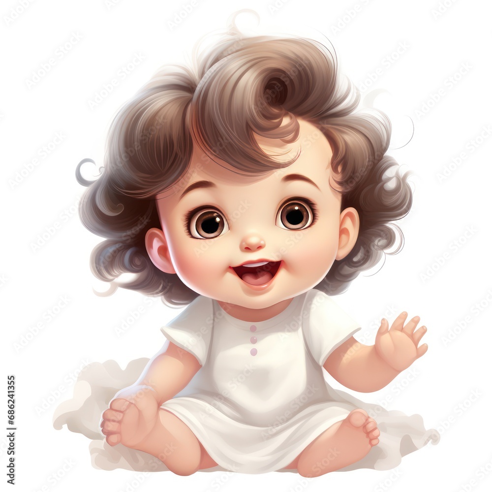 Super Cute Chic Baby Girl on White Background Clipart Super Cute Chic Baby Girl on White Background Clipart
