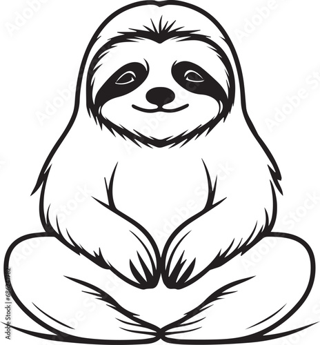 black and cartoon illustration of meditating sloth