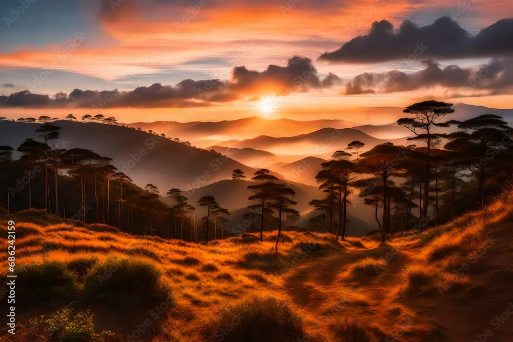 Obraz premium sunset over the mountains