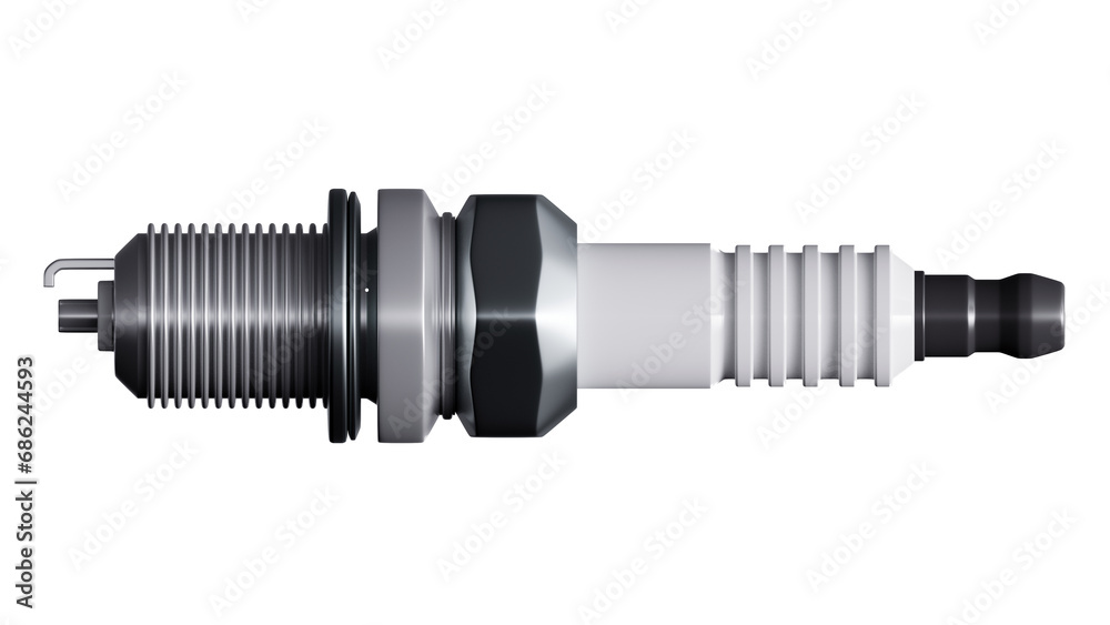 Close Up Of Spark Plug For The Engine Of The Car. Ignition System Concept. Ceramic Spark For Internal Combustion Engine. Air-Fuel Mixture Ignition In The Combustion Chamber. Close Up Of Spark Plug For The Engine Of The Car. Ignition System Concept. Ceramic Spark For Internal Combustion Engine. Air-Fuel Mixture Ignition In The Combustion Chamber.