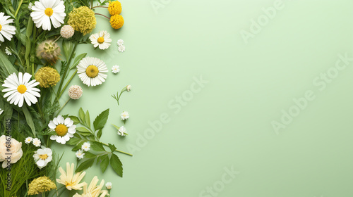 Various pills, herbs and flowers. Nutritional supplements. ai generative photo