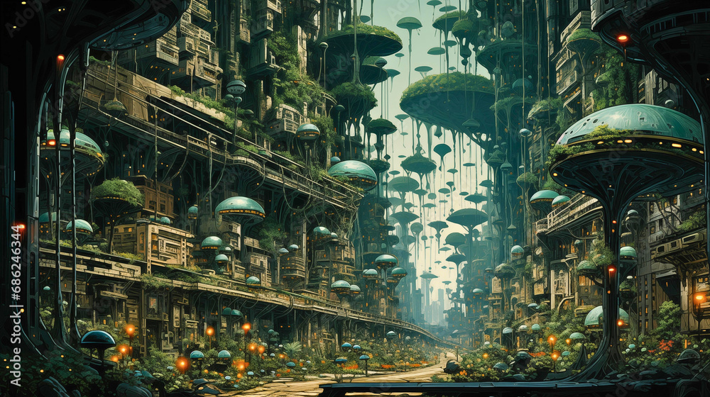 Futuristic Utopia: Nature's Symphony in the Metropolis