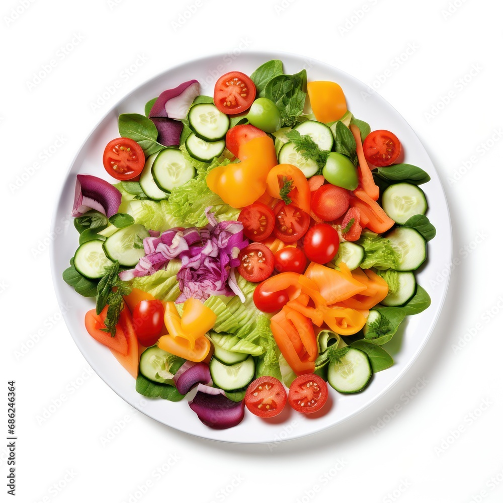 Colorful Fresh Vegetable Salad on White Background Colorful Fresh Vegetable Salad on White Background