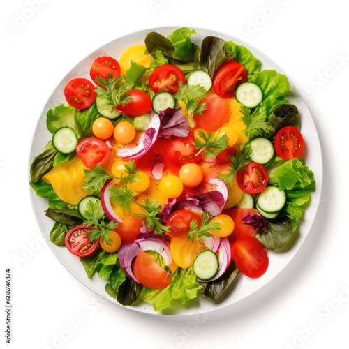 Colorful Fresh Vegetable Salad on White Background