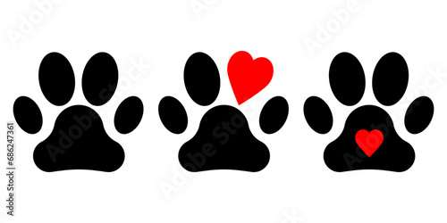 Paw print icon with heart