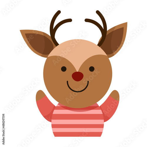 Cute flat Christmas deer in a sweater