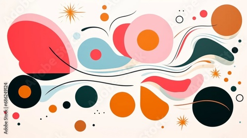 Abstract colorful floral shapes. Bright vibrant organic pattern. Simple naive style illustration.