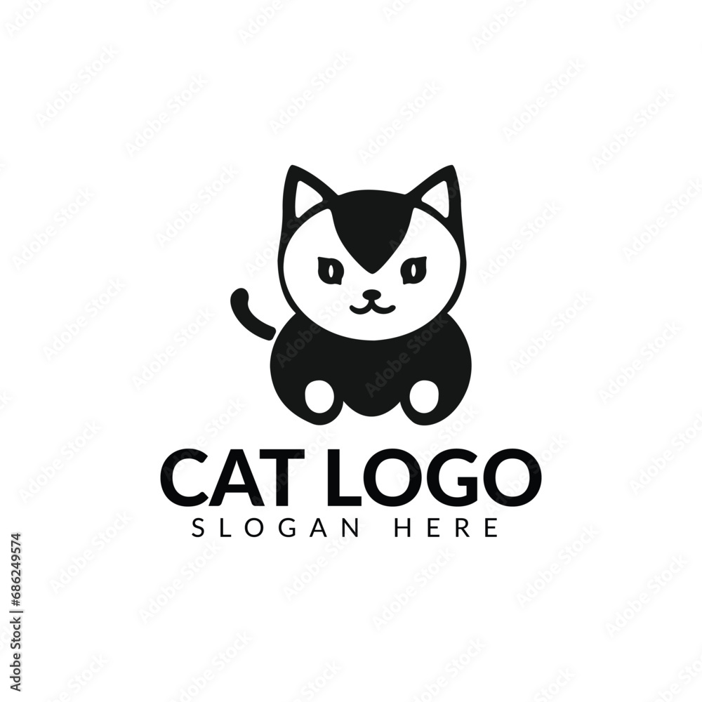 Vector cat logo template standard design white background Vector cat logo template standard design white background