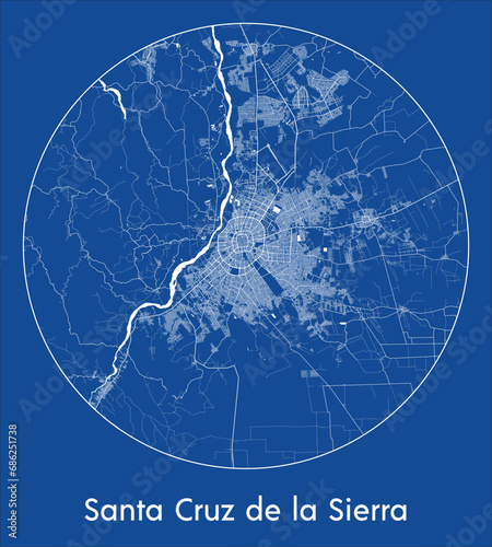 City Map Santa Cruz de la Sierra Bolivia South America blue print round Circle vector illustration photo