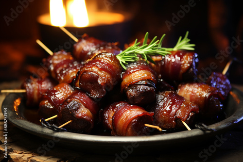 Sweet and Savory Bacon-Wrapped Dates. ai generative
