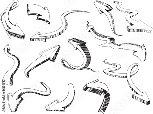 set of hand drawn sign arrows