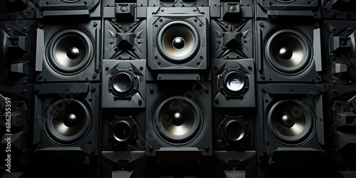 Dynamic Wall of Speakers Sound System. photo