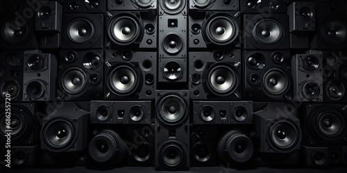 Dynamic Wall of Speakers Sound System. photo