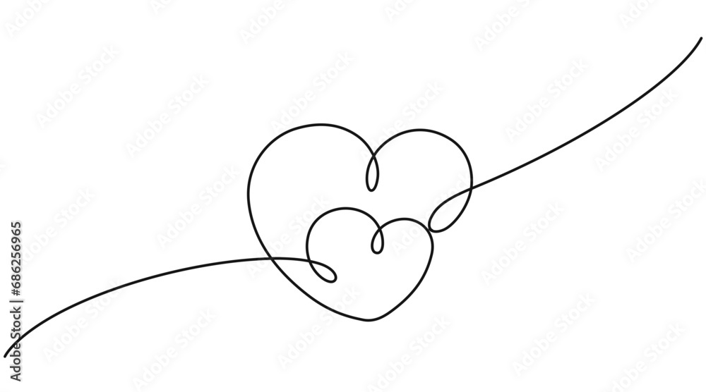 vector love doodle background continuous line