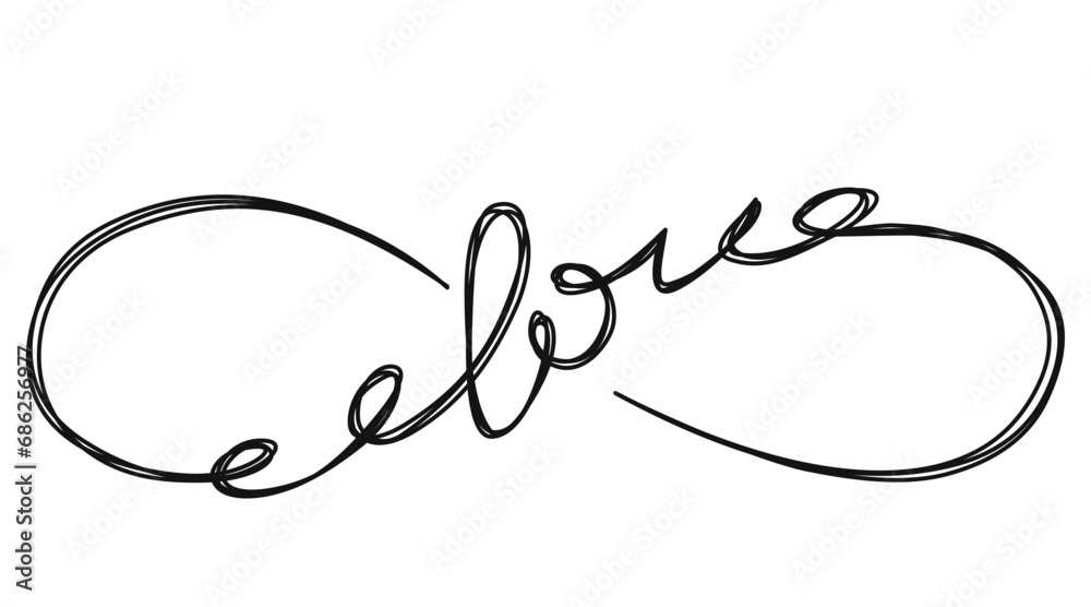 vector love valentine background doodlecontinuous line vector love valentine background doodlecontinuous line