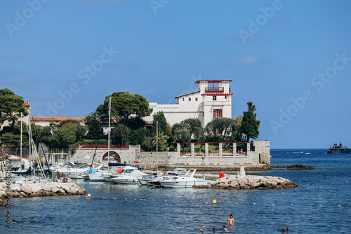 View of the famous Greek-style villa Kerylos, built in the early 20th century on the French Riviera photo