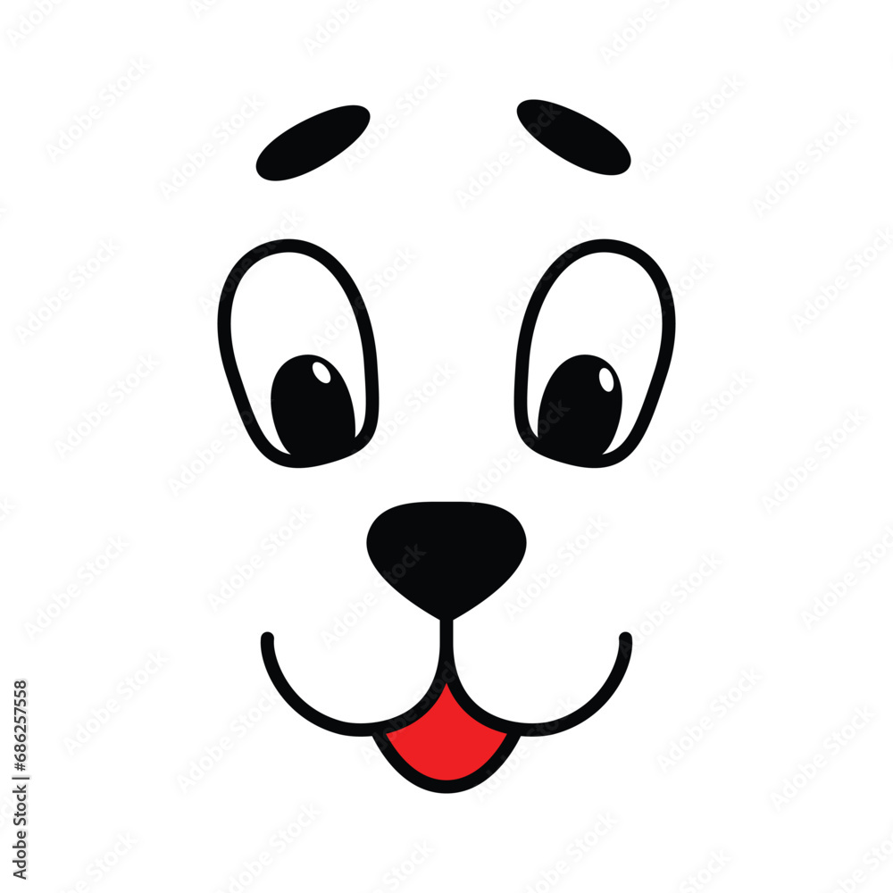 Cute smiling dog face. Vector illustration