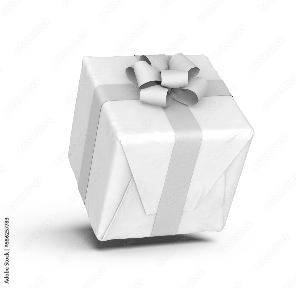 Cube Gift Box Wrapping with Ribbons and Bow 3D Rendering Cube Gift Box Wrapping with Ribbons and Bow 3D Rendering