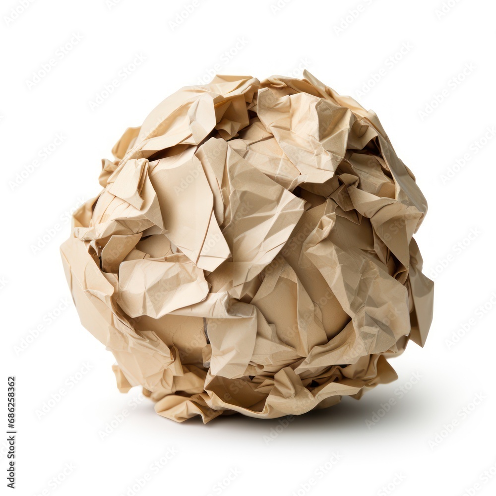 Isolated Crumbled Paper Ball on White Background Isolated Crumbled Paper Ball on White Background