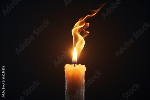 A lit candle with smoke coming out of it.