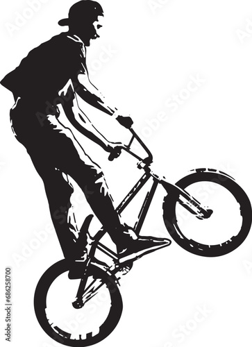 Fototapeta Naklejka Na Ścianę i Meble -  bmx bicyclist sketch silhouette - vector