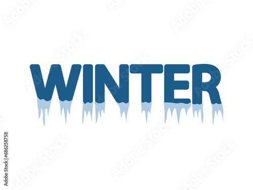 Lettering the word Winter with icicles
