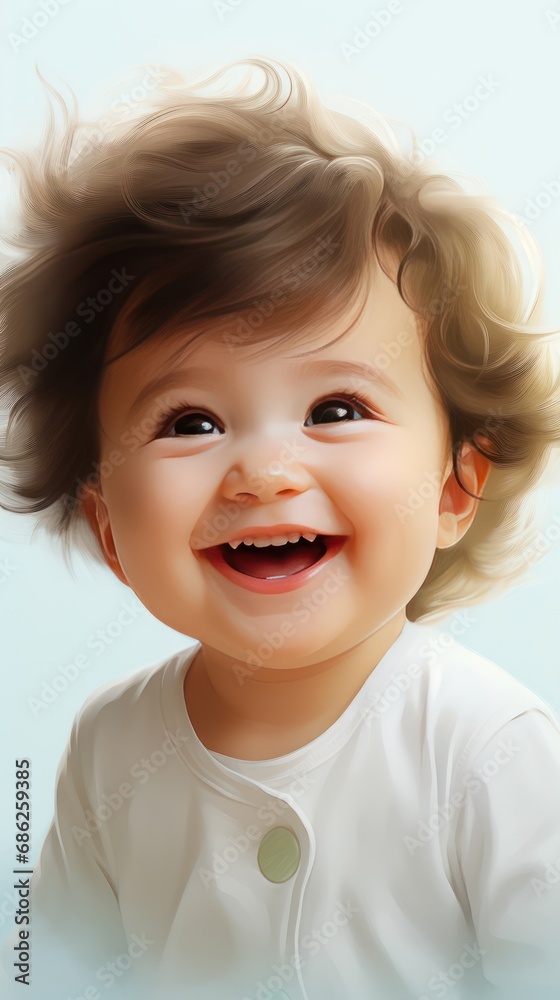 Cute Baby Smiling Close Up on White Background Cute Baby Smiling Close Up on White Background