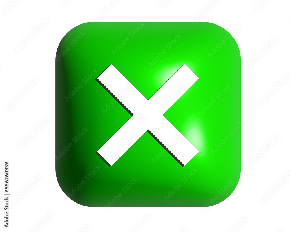 The green round corners cross mark button icon The green round corners cross mark button icon