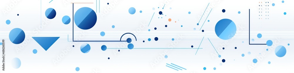 Blue white minimal circles and lines geometric abstract banner. Generative AI Blue white minimal circles and lines geometric abstract banner. Generative AI