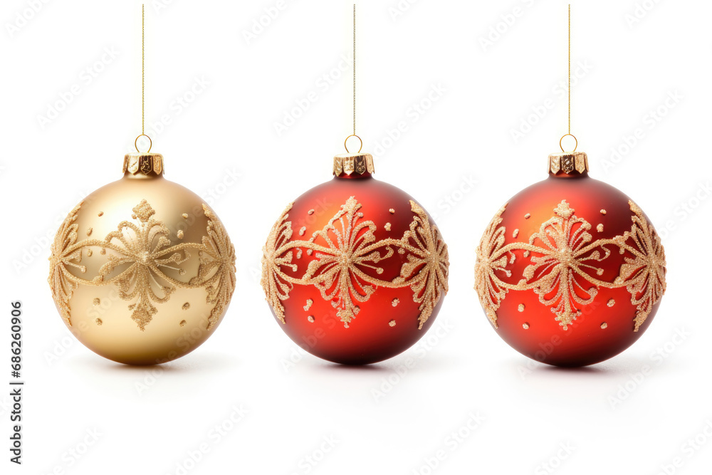 Three glass Christmas balls close up