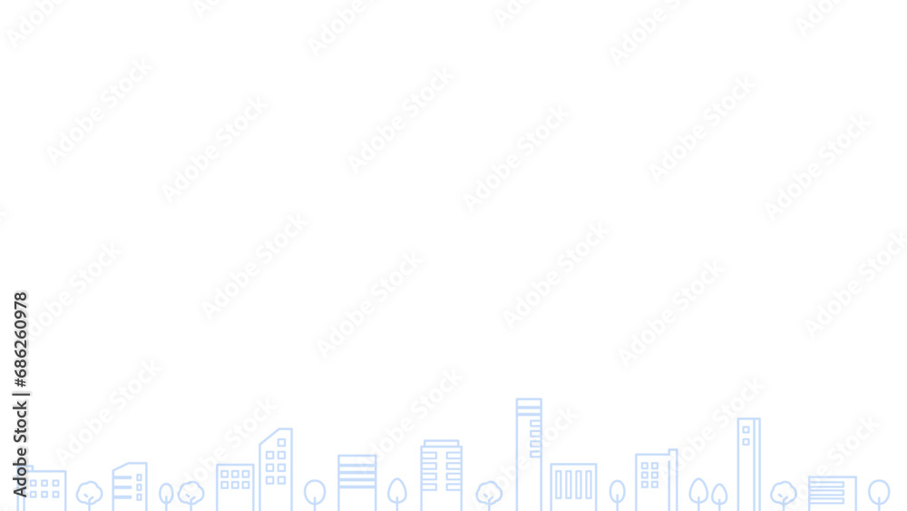 Obraz premium ビルの並ぶ街並みのラインのフレーム_16:9