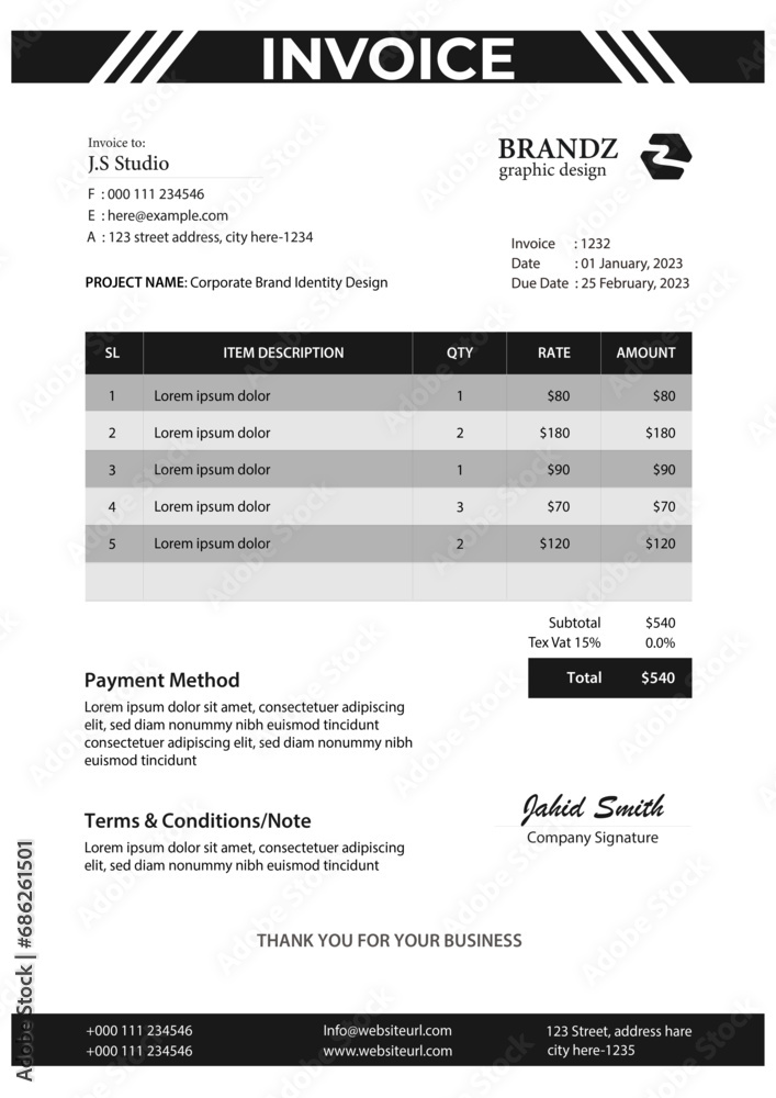 Obraz premium unique invoice template