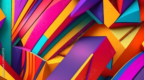 3d rendering of abstract background. Colorful origami style.