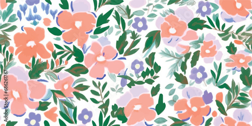 Floral brush strokes seamless pattern design for fashion textiles, graphics, backgrounds and crafts