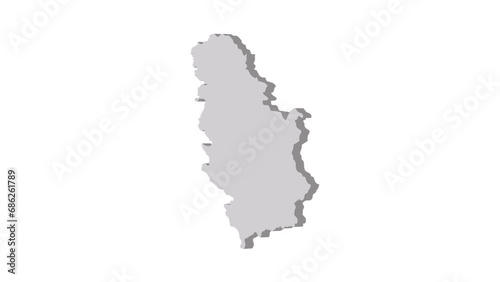 Serbia map 3d grey on white background. Dynamic 4K animation motion graphics unleashed. photo