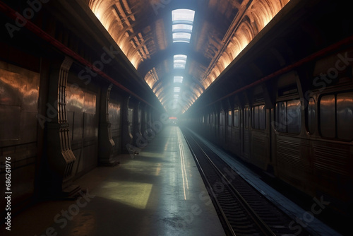 Underground metro station. Metro car. Public transport