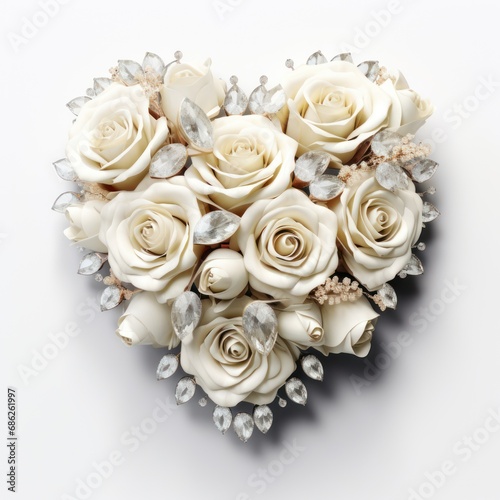 white roses bouquet in shpe of heart